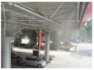 湖南永州零陵区麻元加油站安装了冷雾降温设备