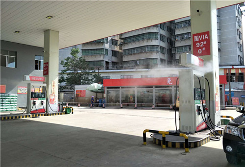 湖南永州零陵区麻元加油站安装了冷雾降温设备